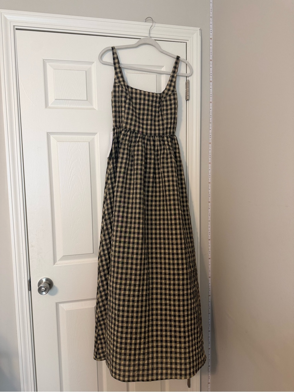 Gingham Maxi Dress in Cream and Black